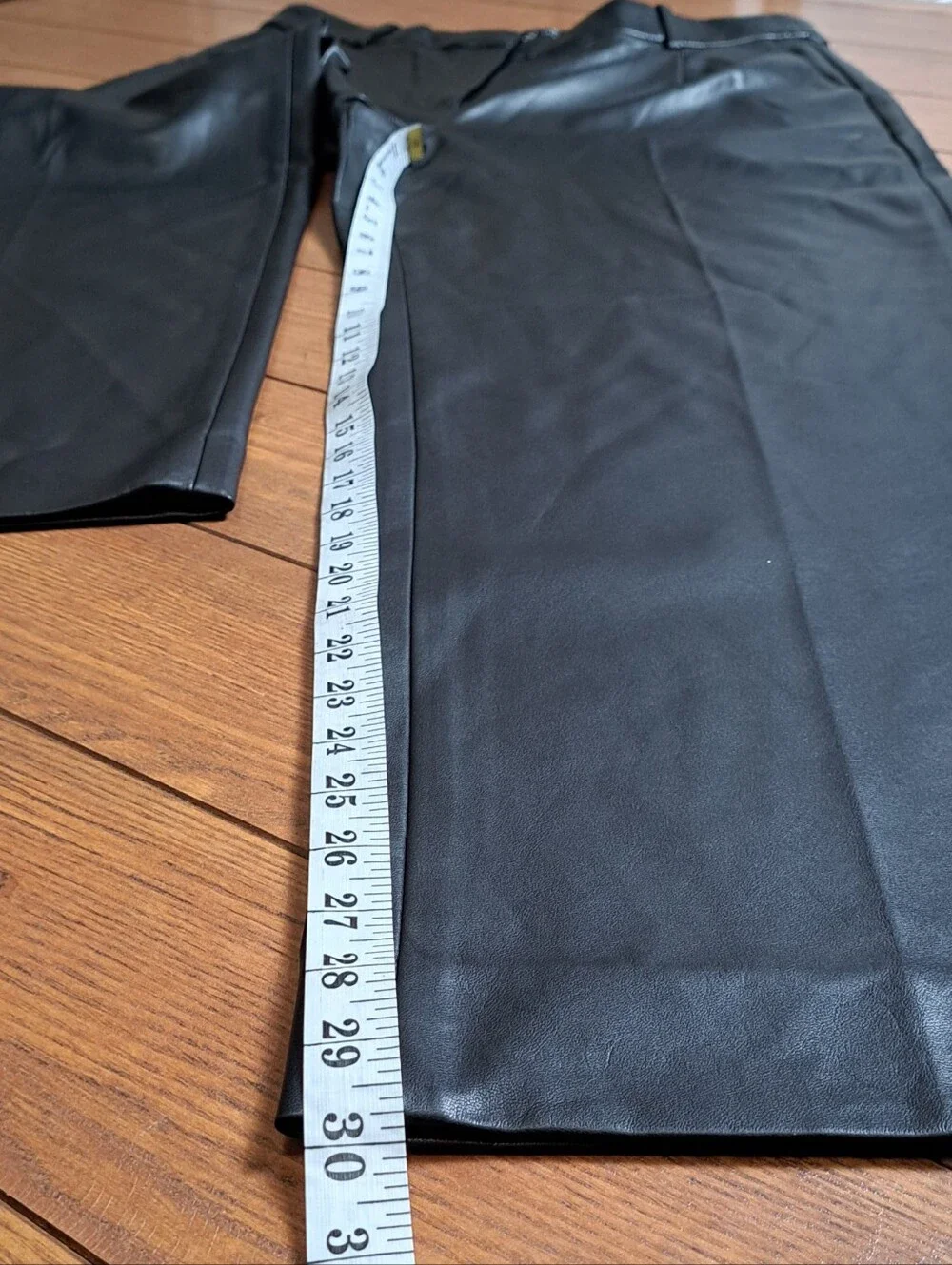 J.Crew Black Faux Leather Wide Leg Pants High Rise NWOT 12